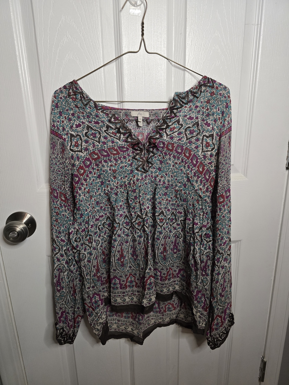 Joie Paisley Print Boho Tunic - Teal & Purple